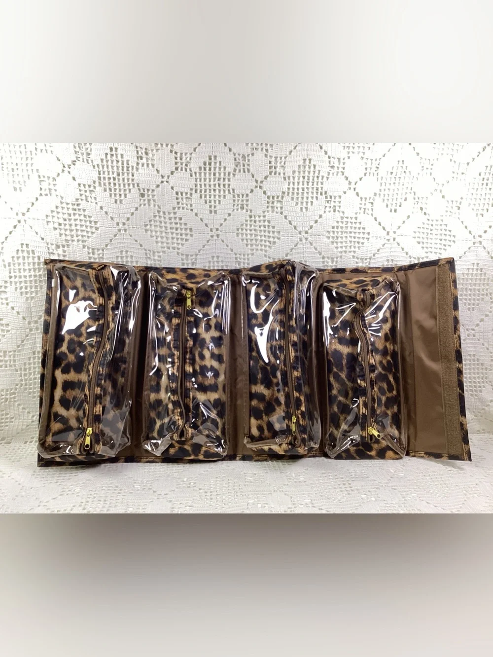 Joy Mangano “Better Beauty Case” Leopard Print Travel/Storage Bag Set